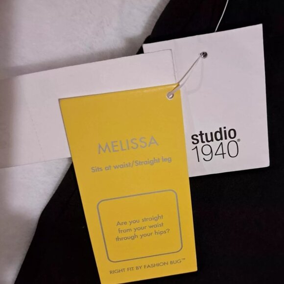 Women's Studio 1940 Melissa Wide‎ Leg Stretch Black Slacks Pants Size 3 Average - Picture 13 of 13